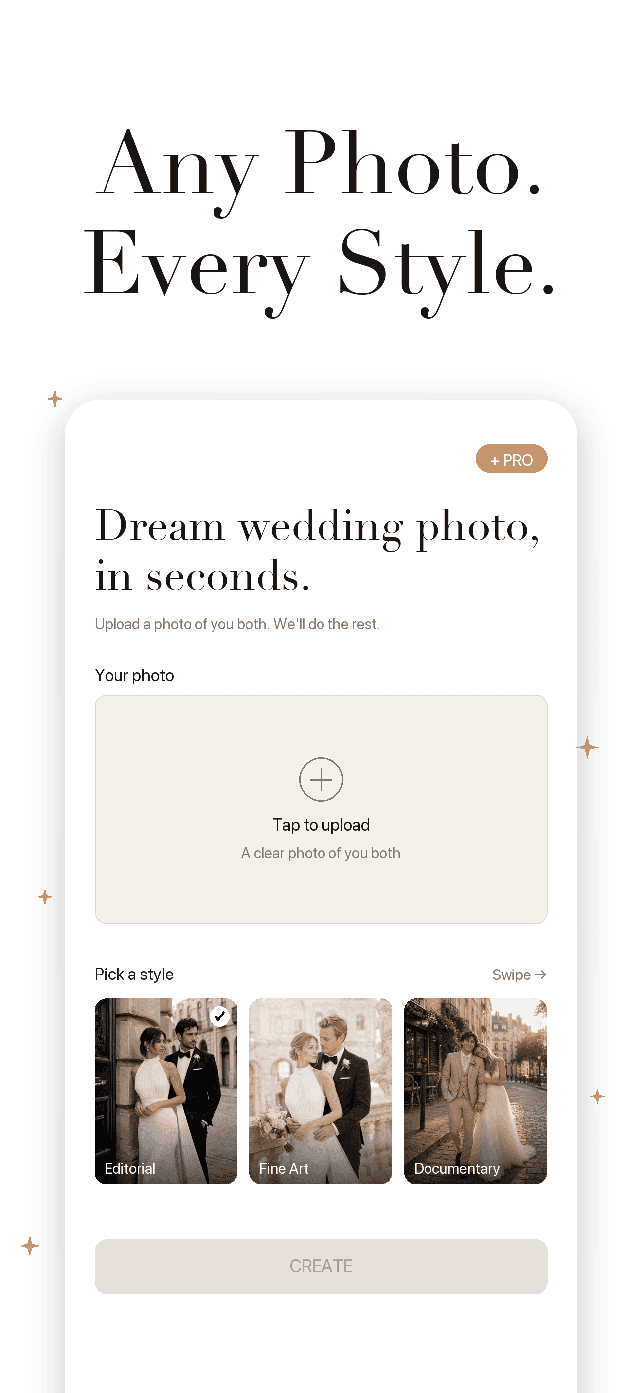 WedGlow Home Screen - Pick your favorite styles